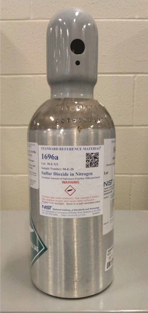 SRM 1696a - 氮氣中的二氧化硫(公稱物質(zhì)含量為3500毫微升/摩爾)